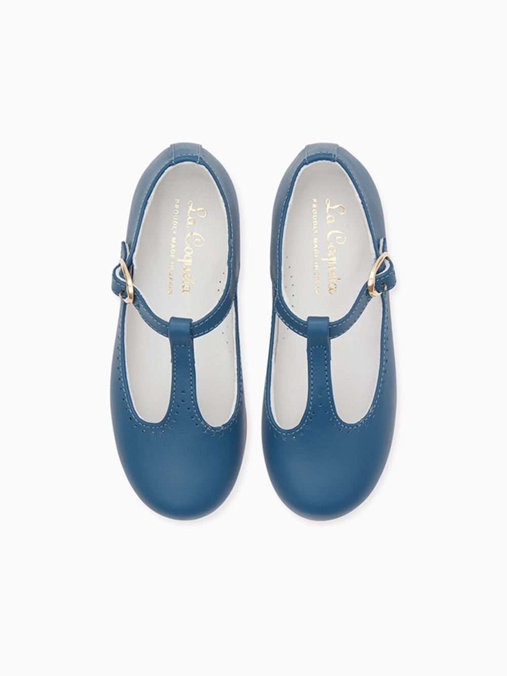 La Coqueta Cobalt Blue Leather T-Bar Mary Jane Shoes EU 25 US 9